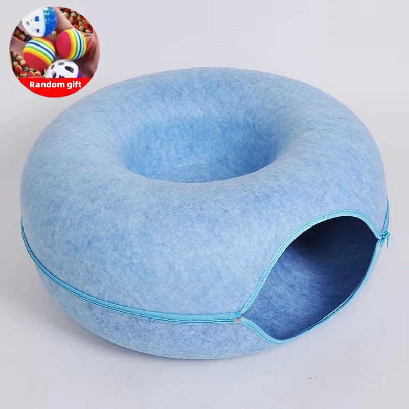 Donut Cat Bed Pet Cat Tunnel Interactive Game Toy Cat Bed Dual-Use Indoor Toy Kitten Sports Equipment Cat Training Toy Cat House