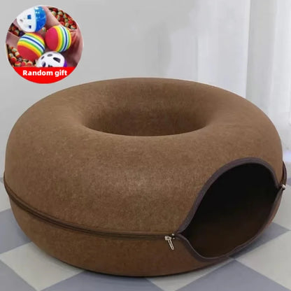 Donut Cat Bed Pet Cat Tunnel Interactive Game Toy Cat Bed Dual-Use Indoor Toy Kitten Sports Equipment Cat Training Toy Cat House